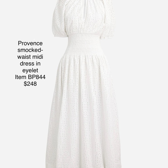 NWT J. Crew Provence smocked-waist midi dress in eyelet - Picture 2 of 12